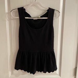 Anthropologie black ruffle top, size M